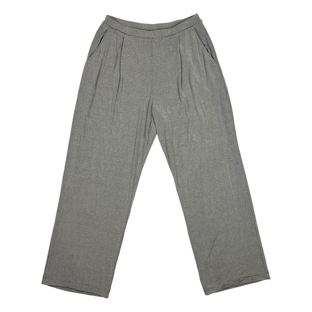 Chicos Private Edition Size L Slinky Pants Pull On Wide Leg Silver Gray Vintage